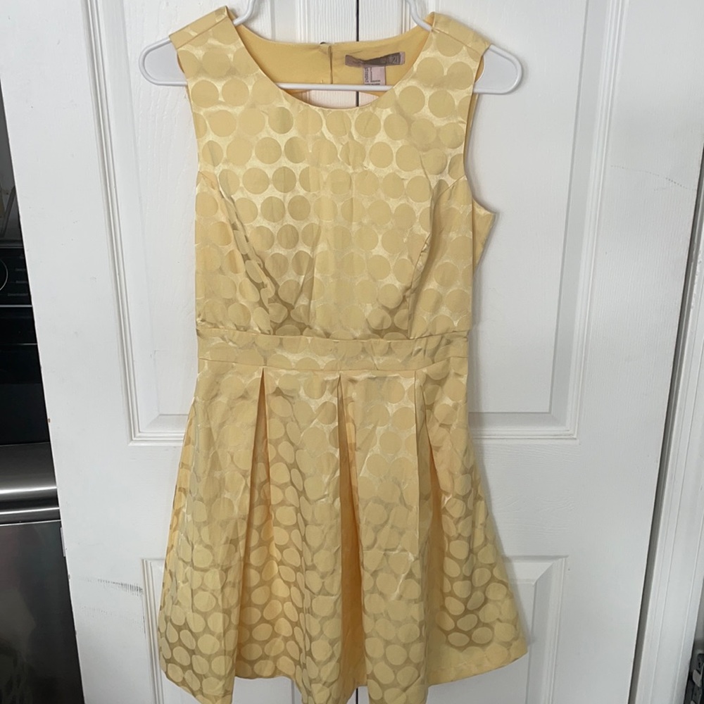 Buttercup Yellow, SMALL, No Sleeve, POLKA DOT print , open back cut out